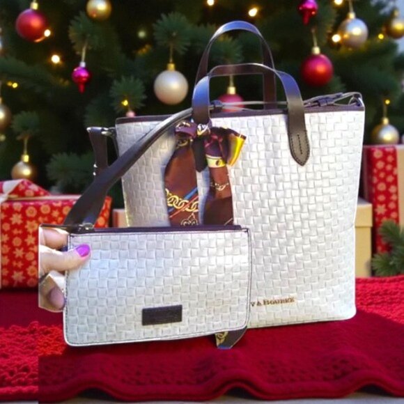 Dooney & Bourke NEW Leather Basket Weave Liliana Shopper Tote & Wristlet NWOT - Picture 1 of 14